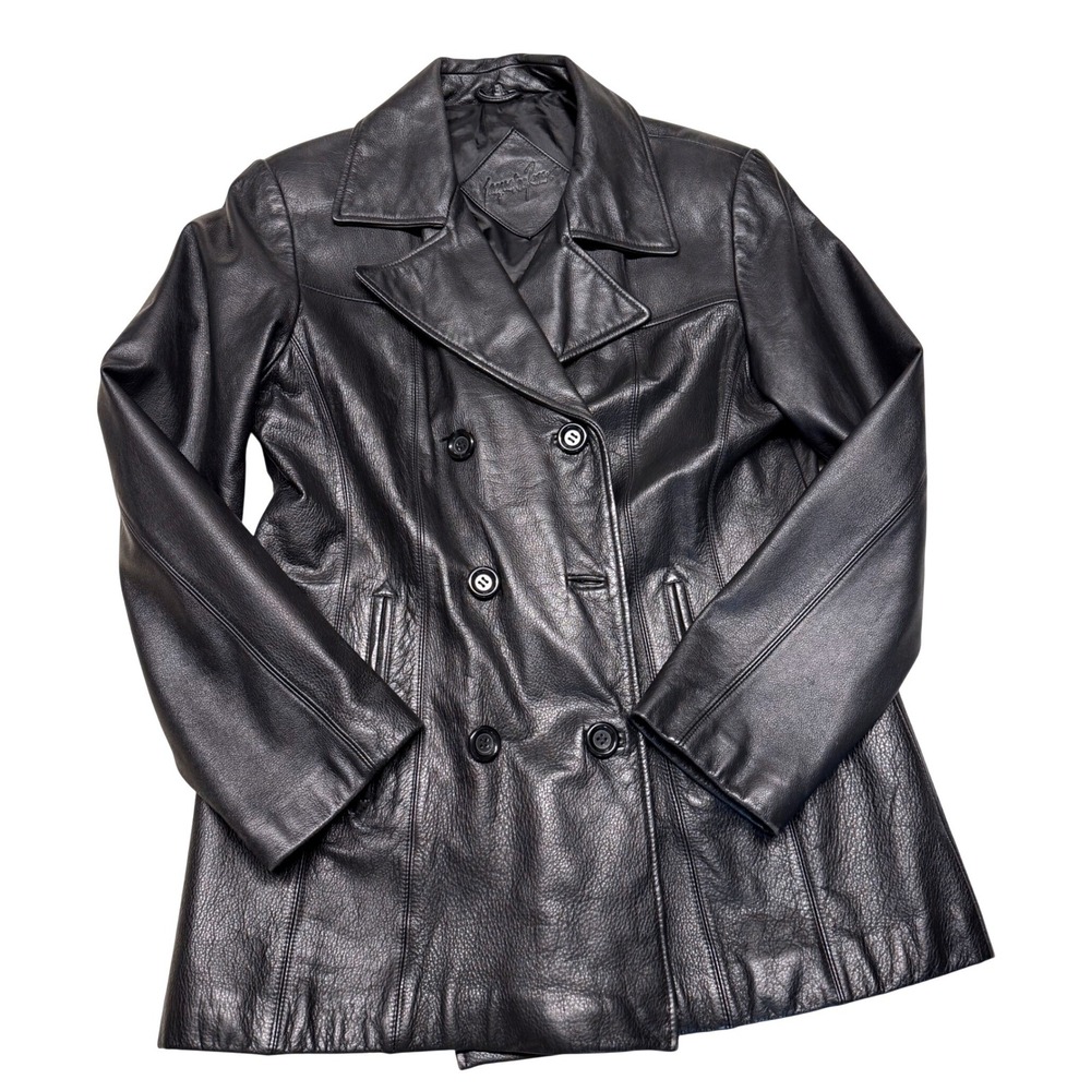 Vintage Y2K Jaqueline Ferrar‎ Black Leather Matrix Goth 90s Edgy Medium